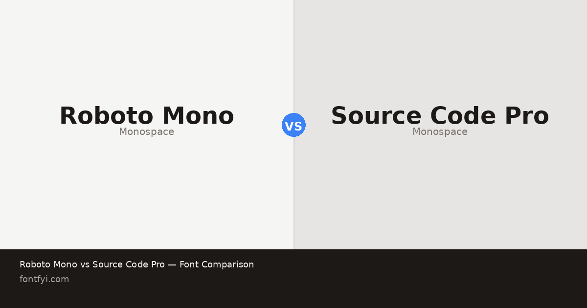 Source Code Pro Mono Roboto Mono vs Source Code Pro — 字体对比 — FontFYI